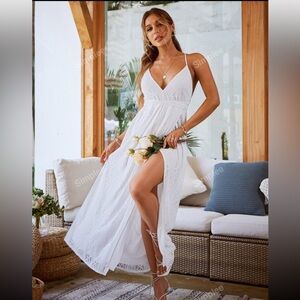 Simplee Lace Up Backless Wrap Cami Dress